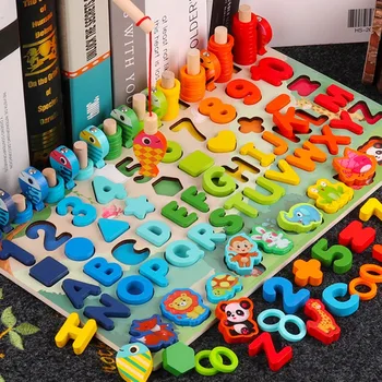Montessori Educativos Brinquedos De Madeira Para Crianças A Bordo De Matemática Pesca Contagem De Números Digitais Shape Match De Educação Infantil Criança Brinquedo De Presente