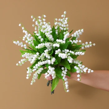 Artificial de plantas verdes flores Bonsai Branco, lírio-do-vale Convallaria majalis falso flor de Clerodendrum cyrtophyllum