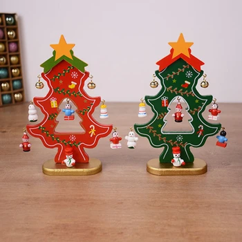 Decorações para Árvores de natal Criativas Com Compartimentos 3D de Madeira Leve, Para o ambiente de Trabalho de Mesa Lareiras de Natal de Crianças 1PC