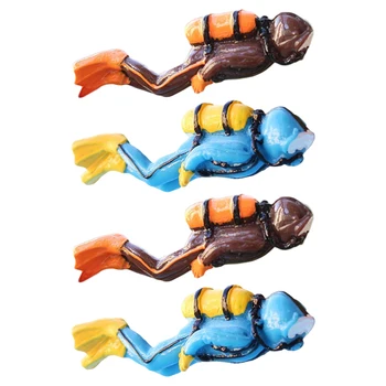 4Pcs de Resina Mergulhador Estátua Tanque de Peixes Decoração do Aquário Paisagismo Ornamento Tanque de Peixes Decorações