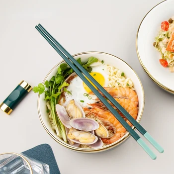 1Pair Agregado antiderrapante Pauzinhos Chineses Liga Pauzinho de Alimentos Varas de Sushi do Hashi na Cozinha de Mesa coreano Pauzinhos 젓가락