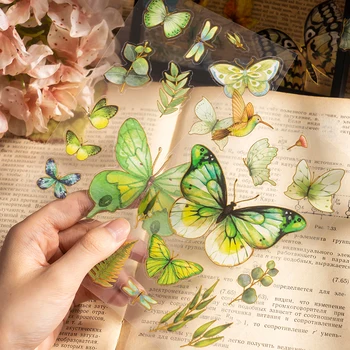 2pcs de ESTIMAÇÃO Etiqueta Literária Retro Manual de Materiais Decorativos, Adesivos de 8 Estilos de belo Scrapbooking Folha de Adesivos de borboleta