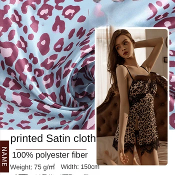 Impresso Tecido Cetim Por Metro para Roupas Vestidos Cheongsam de Costura de Poliéster Flores de Seda Fina, Soft Verão Pano Preto Azul