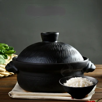 Cozinhar caçarola de dupla cobertura Japonês de cerâmica e barro do solo pote de sopa Chinês de arroz branco cozido família fogo saucepot panela quente