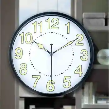 Luminosa sala de estar, relógio de parede moda moderna mudo relógio breve relógios de quartzo relógio