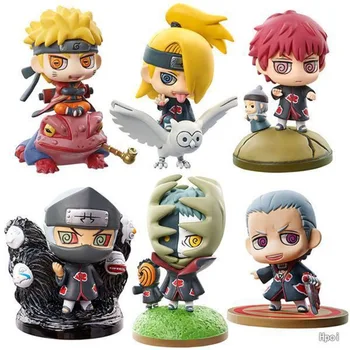 BANDAI Anime Naruto Figuras Medol Bonecas de Brinquedo 6PCS Q Posket Figuras Helloween Presentes PVC Coleção de Uchiha Sasuke Figura de Ação