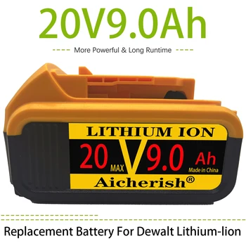 2022 Aicherish 20V 9.0 Ah 6.0 Ah DCB200 Substituição do Li-íon da Bateria Para Dewalt Max XR DCB205 DCB201 DCB203 Ferramenta de Poder Baterias
