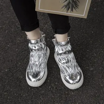 Miaoguan Moda das Mulheres Botas de Inverno 2020 Plataforma de Chuva Impermeável Sapatos Prata Preto Tornozelo Botas Mais de Pelúcia Manter Aquecido Botas