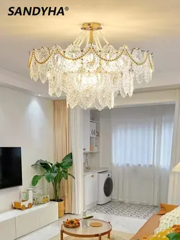 SANDYHA Luxo Moderno de Vidro luminária Pendente Simples Cristal LED Candelabro de estar e Quarto de Jantar Estudo Apartamento Lâmpada Decorativa