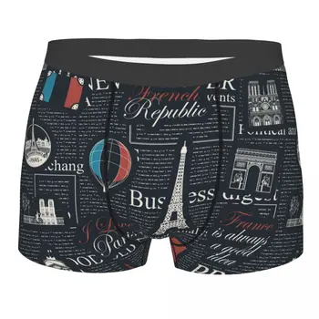 Homens Paris, Mapa, Bandeira Cuecas Boxer Shorts, Cuecas Respirável Cueca Estilo Retro Homme Impresso Plus Size Cuecas