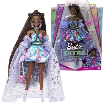 Barbie Extra Boneca Barbie Fancy Bonecas No arco-íris ursinho de Pelúcia de Impressão com Extra-Longos Cabelos e Acessórios para Juntas Flexíveis Boneca Hhn13