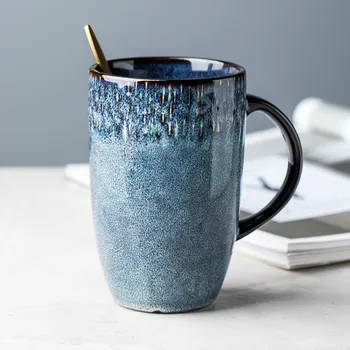 600ml de estilo Europeu, retro taça de cerâmica de alta copo grande capacidade caneca grande casa de beber o copo de leite de copo de café