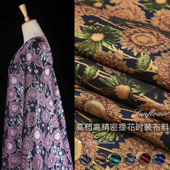 Nova Moda em Tecido Jacquard de Alta qualidade Girassol Jacquard Vestido de Tecido de Guarda-chuva Saia Blusão Terno de Tecido de Roupas Por Metro