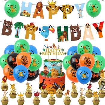 O Rei Leão Crianças Festa de Aniversário de Suprimentos Faixa de Decoração Sala de estar Simba Bolo Topper Balão Bandeira do Chuveiro do Bebê
