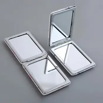 Espelho de maquilhagem Dobrável Limpar Vidro, Metal, Couro Falso Espelho para Viagens