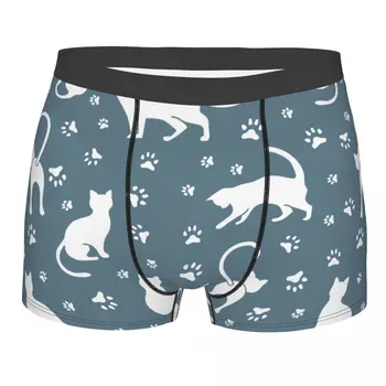 Homens do Gato Animal Pata Boxer Shorts, Cuecas roupa interior Respirável Bonito Macho Humor S-XXL Cuecas