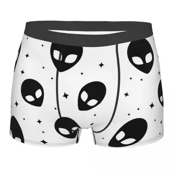 Preto-E-Branco, Alien Padrão De Cuecas Breathbale Calcinha Underwear Masculino Sexy Shorts Boxer Briefs