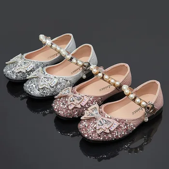 2021New Strass Borboleta Crianças Princesa Sapatos Para a Festa de Casamento de Meninas de Dança Sapatos Crianças Chaussure Fille 2-12T