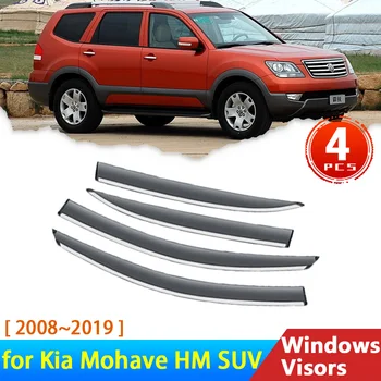 Defletores para Kia Mohave HM 2008~2019 5-porta do JIPE de 2009, Acessórios 4x de Carro Windowa Viseira Chuva Sobrancelha Guardas Auto Capa Protetor