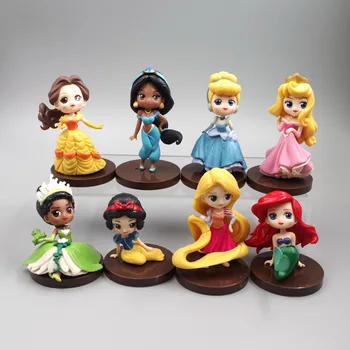Disney 8Pcs 6-8cm Alta Qualidade, Bonito dos desenhos animados Mini Princesa Pvc Figuras de Ação, Branca de Neve Sereia Ariel Belle Modelo de Brinquedos Para as Crianças