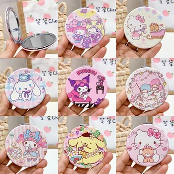 Sanrio Cartoon Anime Hello Kitty, My Melody Kuromi Cinnamoroll Círculo Mini Conveniente, Flip, Espelho De Maquilhagem De Menina Do Presente