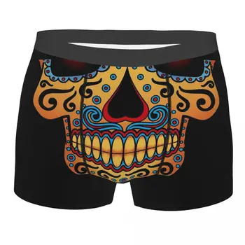 Homens Tribais Mexicanos De Açúcar Crânio Cueca Do Dia Dos Mortos Sexy Cuecas Boxer Shorts, Cuecas Masculinas Respirável Cuecas Plus Size