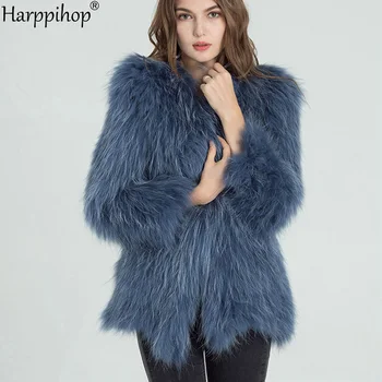 2019 o outono e o inverno de nova trança de cabelo raccoon casaco de pele de fêmea longa secção casaco de pele de moda jovem longo 75 cm