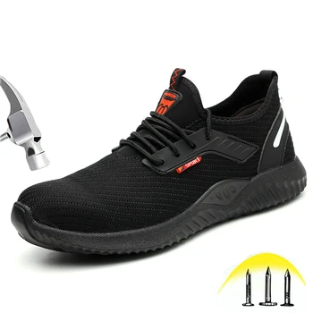 Indestrutível Sapatos de Segurança de Homens de Aço do Dedo do pé Leve e Respirável Trabalho Sapatilha da Prova da Punctura Industrial de Exterior Calçado de Desporto