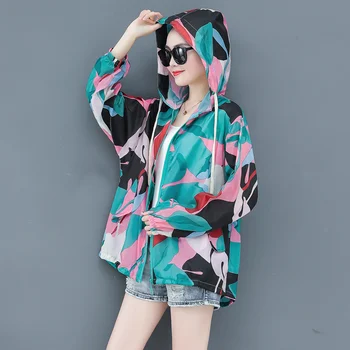 Moda das Mulheres Casaco Primavera Verão Camuflagem Fina camada Zip Capuz Anti-UV Protetor solar Respirável Casual Casaco de Agasalho 2020