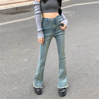 primavera 2022 womens moda cintura alta das Mulheres skinny, flare jeans vintage folgado mulher de jeans capris Calças jean mãe calças jeans