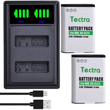 2PCS PT-EL23 Bateria de Substituição + LED USB Carregador Dual para Nikon Coolpix B700, P900, P600, P610, S810c Câmera Digital