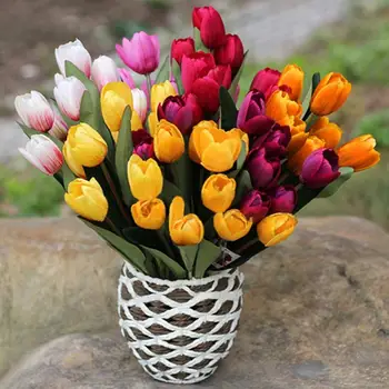 1 Buquê De 9 Cabeças Falso Tulip Artificiais De Seda Flor Home Office Decoração Do Casamento Arranjo Acessórios, Enfeites De Alta Qualidade Quente