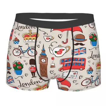 Londres Padrão De Cuecas Breathbale Calcinha Underwear Masculino Impressão Shorts Boxer Briefs
