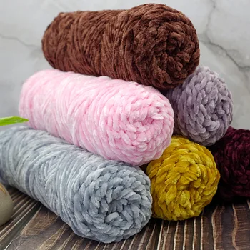 Chenille Lã de Cashmere Grupo Artesanal DIY Cachecol Tecido linha Grossa agulha de Crochê Chinelo Mão Tricô Crochê 100g/bola