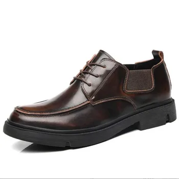 Oxford, sapatos de Vestido Trabalho Casual de Couro Genuíno Sapatos para Homens de Negócios Castanho Preto Condução dos Homens de Moda Formal Mens Andando de Barco