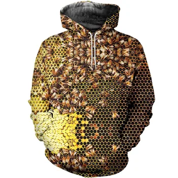 Moda Homens hoodies inseto Abelha Impressão 3D Capuz Unissex Casual streetwear casaco de Moletom sudadera hombre 2020