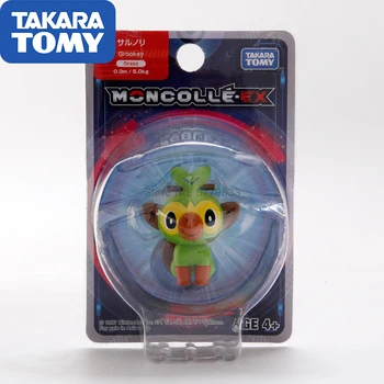A TAKARA TOMY Pokemon Monstro de Bolso Boneca, Figura de Ação do Modelo de Decoração de Mesa de Brinquedo de Menino Grookey Colecionáveis Presente