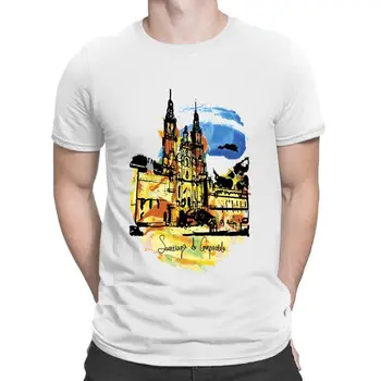 Santiago De Compostela Camino Camisetas de Lazer Personalizado Cômico Cor Sólida dos Homens Camiseta de Verão do Algodão Elegante Hip Hop