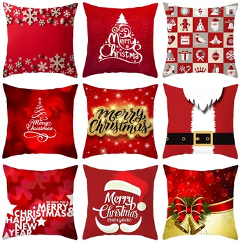45*45CM Natal de Papai Noel Fronha Feliz Natal Decoração Para a Casa Enfeite de Natal Presentes de Natal Feliz Ano Novo 2022