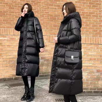 2021 Inverno Das Mulheres Do Vintage Jaqueta Com Capuz De Moda Casual Slim Longa De Algodão Quente Casaco Acolchoado Senhoras Sólida Espessa Parkas M79