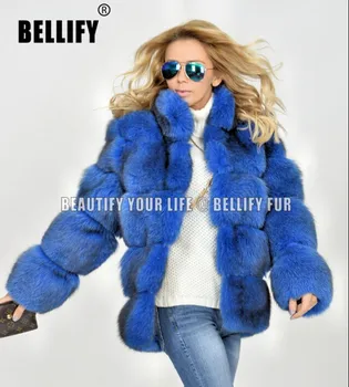 Lindo de Moda de pelúcia Azul em raposa natural casacos de pele Cheio de peles Cophenagen Raposa-do-Ártico casacos de Peles de agasalho