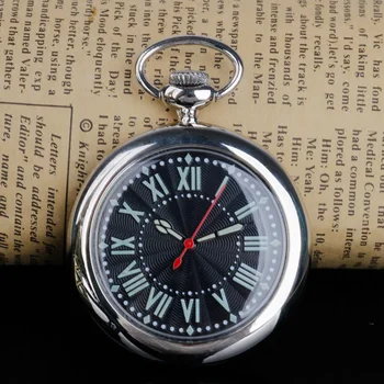 Prata/Ouro, Relógios de Bolso Antigos Face Aberta Números Romanos Quartzo Fob Relógios Delicado Pingente de Colar de Presente para Mulheres Homens