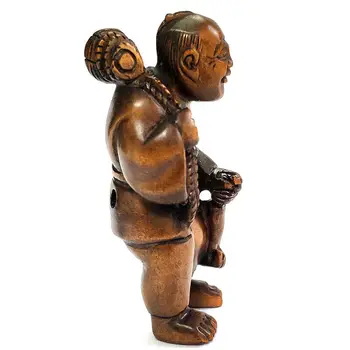 2 POLEGADAS de Buxo Mão Esculpida Netsuke Escultura em Miniatura Gentilmente o Élder Pescador - #ZY7618