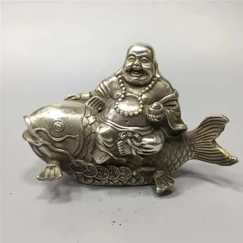 Bronze de Buda peixes, ornamentos de Carpa Buda Maitreya cada ano de colheita laughing Buddha sorte, fortuna de artesanato coleção de antiguidades