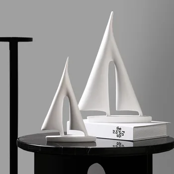 Simples Preto e Branco Veleiro Modelo de Luz de Luxo Criativo Enfeites de Sala de estar Decoração da Casa de Artes E Artesanato Decoração