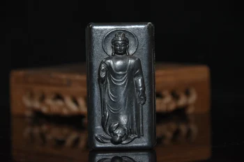 China Hongshan Cultura Magnético De Ferro Preto Meteorito Escultura Sorte' Buda 'Colar/Cintura Marca A Decoração Home