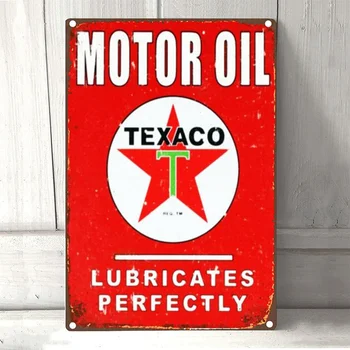 Texaco Oil Carro Na Garagem Da Oficina Motor Mecânico De Garagem Sinal De Metal Placa De Estanho