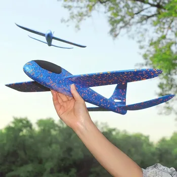 48cm LED Grande de Espuma de Aviões de Brinquedo Lançar Mão de Voo de Planador Aeronaves Avião DIY Modelo de Brinquedo Jogando Rotunda de Avião Garoto Presentes