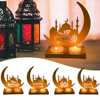 Lua Suporte de Vela Eid Decorativa de Metal de Suporte de Vela Eid Mesa de Casa de Lua de Velas de Decoração para o Quarto Festival Festa Candlesti