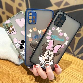 Do rato de Minnie do Mickey Mouse Bonito Para o Samsung Galaxy A72 A52 A71 A51 A70 A32 A21S A03S A02S A12 4G 5G Fosco Translúcido Caso de Telefone Capa